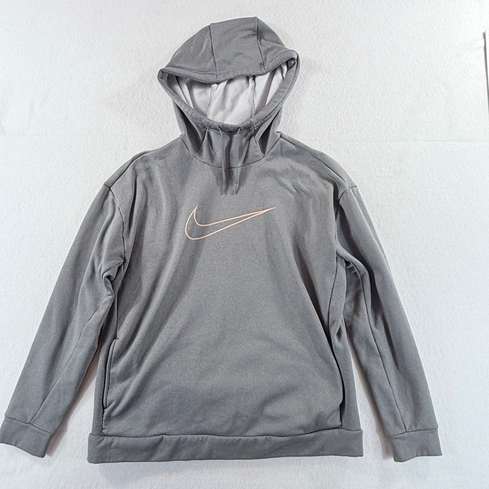Nike Hoodie Pullover Women Medium Gray Peach Logoβ Athleisure Gorpcore Sporty
